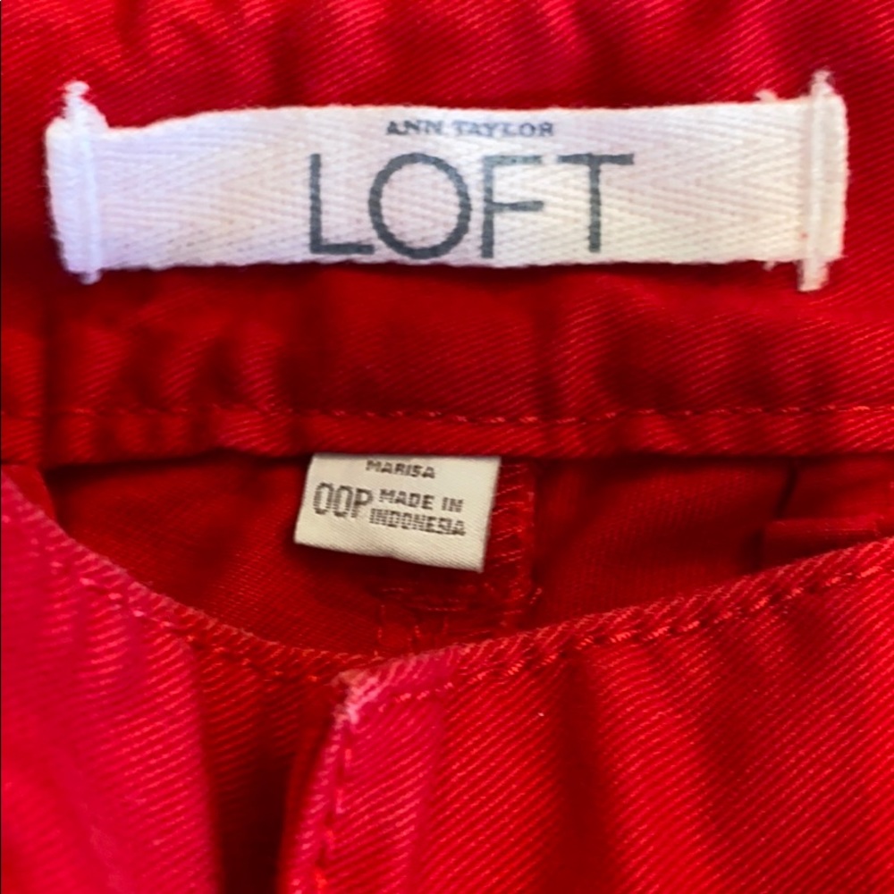 LOFT Red Cropped Pants - Picture 3 of 4
